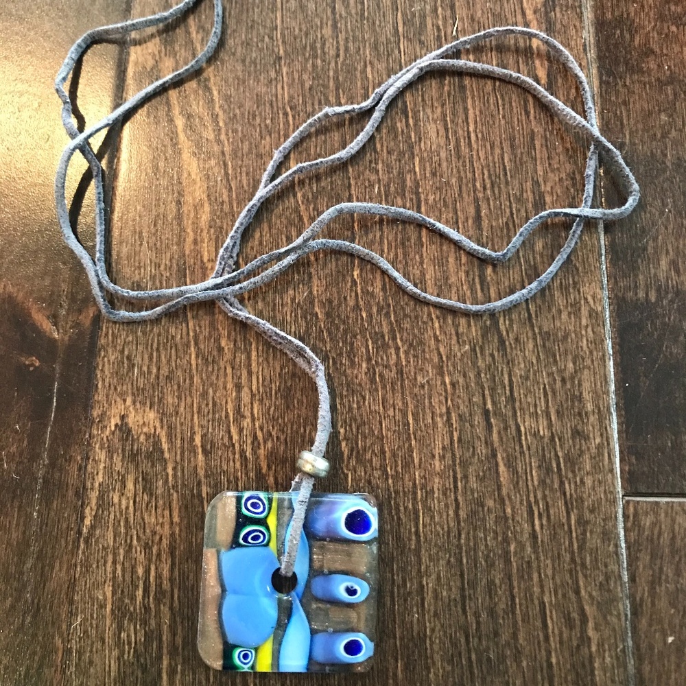 Extra long glass statement necklace